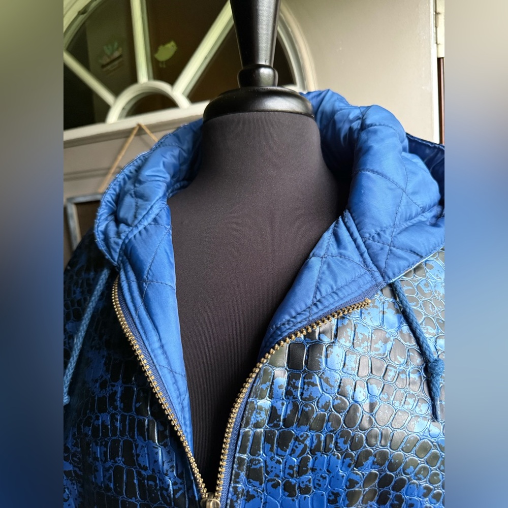 Vintage Kenn Sporn Wippette snakeskin quilted hooded rain coat, size large - Picture 5 of 16
